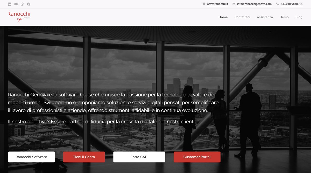 Home page del sito Ranocchi Genova